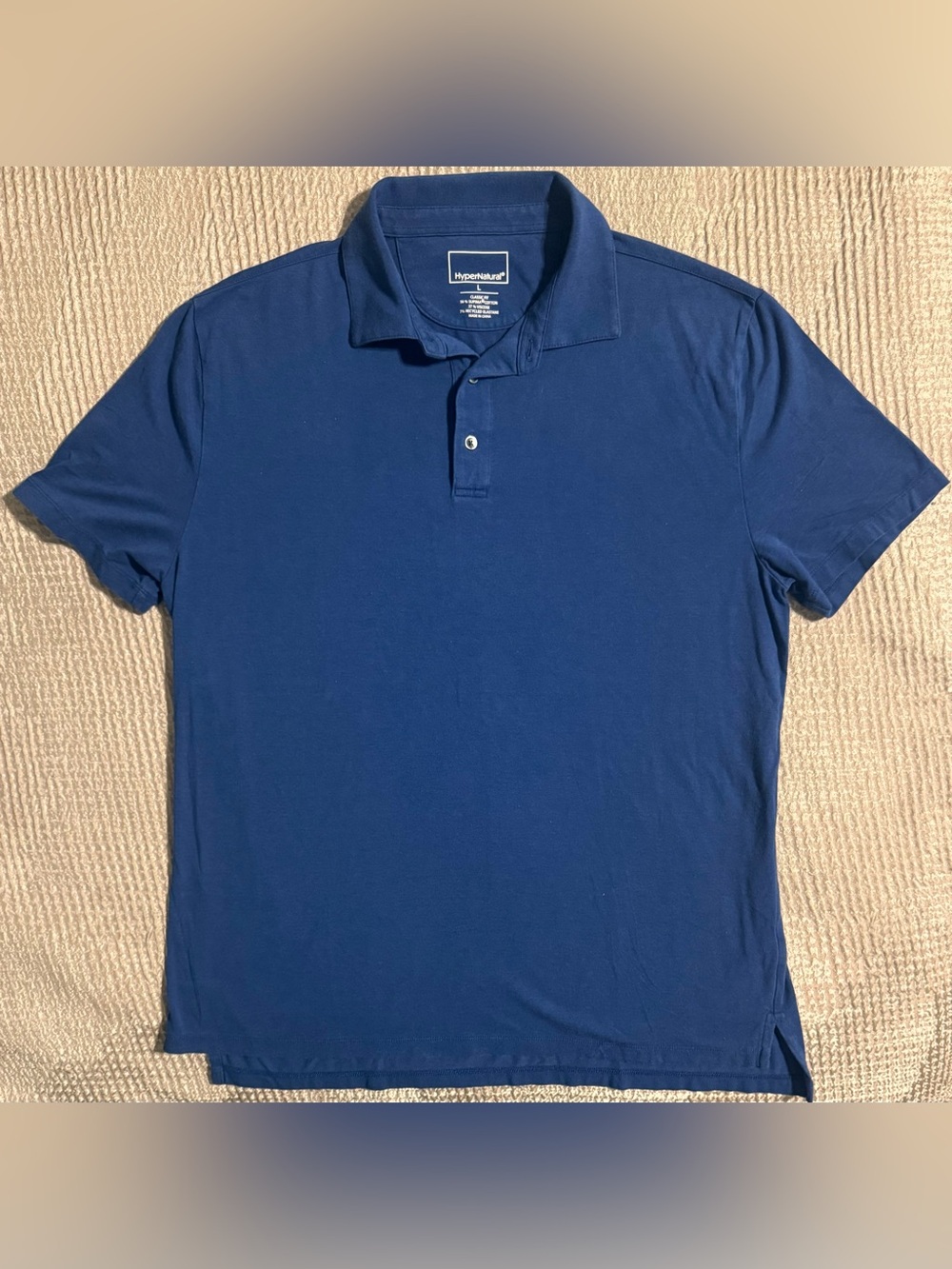 HyperNatural Men’s Classic Fit Supima Cotton Stretch Polo Shirt Navy Blue Size L